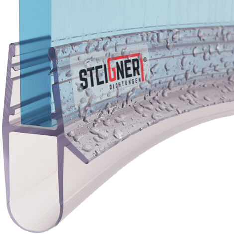 STEIGNER Duschdichtung UK17 vorgebogene Ersatzdichtung für Runddusche Wasserabweiser, L, 180 cm, (Einzeldichtung), für Glasstärken von 5 bis 8mm