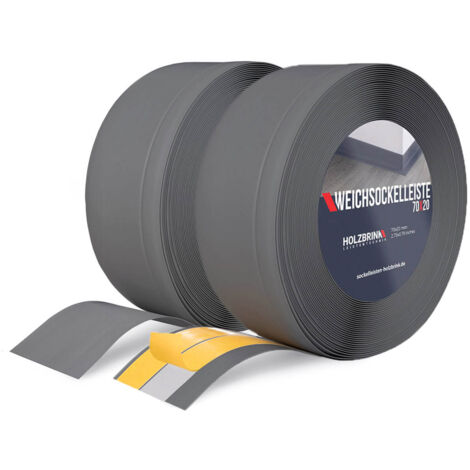 HOLZBRINK Weichsockelleiste selbstklebend PVC 70x20mm, 10 m Winkelleiste selbstklebend für Kantenschutz Sockelleiste Ecken PVC Farbe: Graphitgrau
