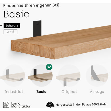 Seco Wandplanken mangohout Zwart 60cm Seco Wandplanken mangohout Zwart 60cm