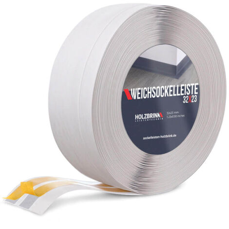 HOLZBRINK Weichsockelleiste selbstklebend PVC 32x23mm, 5 m Küchenleiste Arbeitsplatte Abschlussleiste selbstklebend für Badezimmer Farbe: Birke