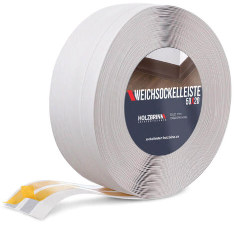 HOLZBRINK Weichsockelleiste selbstklebend PVC 50x20mm, 20 m Winkelleiste für Küchenarbeitsplatte, Bodenbelag Eckleiste selbstklebend Farbe: Birke