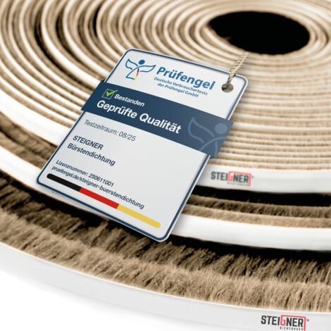 STEIGNER Bürstendichtung selbstklebend Braun 8 mm x 30 m - Robuste Türbürstendichtung für Schiebetüren, Innentüren - Fensterdichtung, Zugluftstopper, Insektenschutz