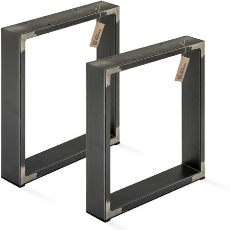 LAMO Manufaktur Tischbeine für Sitzbank, Couchtisch, Beistelltisch, Simple Massive, Vierkantprofil 80x20 mm, Tischgestell 30x43 cm (BxH), Rohstahl mit Klarlack, 2 Stück, LTS-01-C-AA-0000