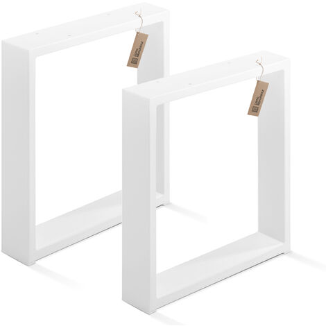 LAMO Manufaktur Tischbeine für Sitzbank, Couchtisch, Beistelltisch, Simple Light, Vierkantprofil 60x20 mm, Tischgestell 40x43 cm (BxH), Weiß, 2 Stück, LTS-01-E-BB-9016