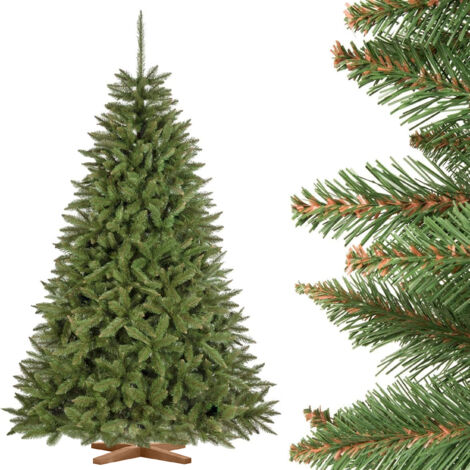 Fairytrees Knstlicher Weihnachtsbaum Fichte Natur, mit grnem Stamm und  Echtholz Baumstnder