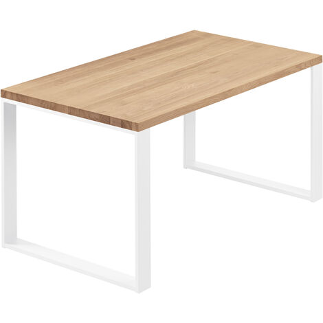 LAMO Manufaktur Esstisch Küchentisch, 140x80x76 cm (AxBxH), Modern, Natur / Weiss, LAG-01-A-002-9016M