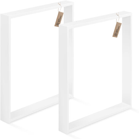 LAMO Manufaktur Tischbeine für Schreibtisch Esstisch, Simple Light, Vierkantprofil 60x20 mm, Tischgestell 50x72 cm (BxH), Weiß, 2 Stück, LTS-01-E-II-9016