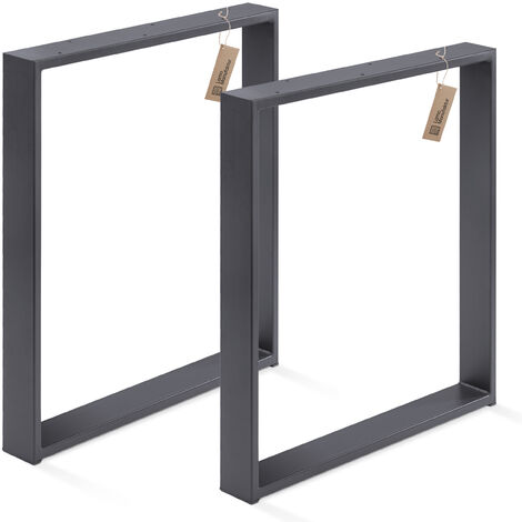 LAMO Manufaktur Tischbeine für Schreibtisch Esstisch, Simple Massive, Vierkantprofil 80x20 mm, Tischgestell 50x72 cm (BxH), Grau, 2 Stück, LTS-01-C-II-7016