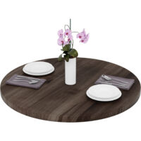 LAMO Manufaktur Tischplatte rund 90 cm aus Naturholz Holzplatte für Esstisch, Küchentisch, Bistrotisch Stärke: 40 mm Farbe: Ebenholz