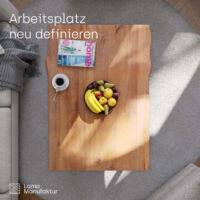 LAMO Manufaktur Couchtisch Baumkante Beistelltisch Holztisch 60x60x47