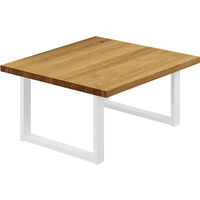 LAMO Manufaktur Esstisch Küchentisch, 60x60x47 cm (AxBxH), Loft, Rustikal / Weiss, LKG-01-A-003-9016L