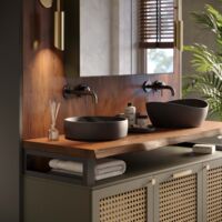 LAMO Manufaktur Waschtischplatte, Holzplatte Waschtisch Baumkante, 60x45 cm (AxB), Dunkel, ohne Montageset, LWP-01-A-004-BE