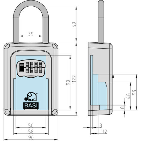BASI - Schlüsselsafe - SSZ 200B - Schwarz-Lila - mit Zahlenschloss -  Aluminium