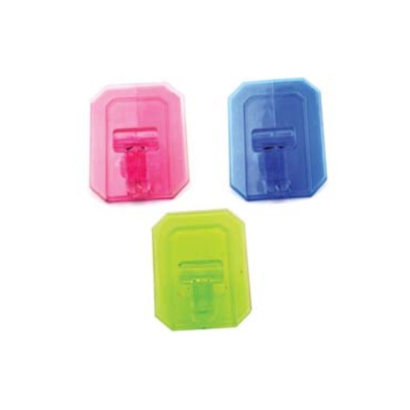 Ganci giganti adesivi in plastica trasparenti colori assortiti - mm.59x78h.  25 pezzi