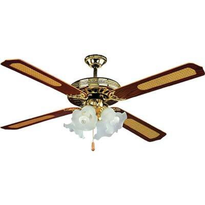Ventilatore Da Soffitto A 4 Pale In Legno Noce, Luce Integrata, Diametro 130 Cm, 3 Velocità – Risparmio Energetico E Design Classico