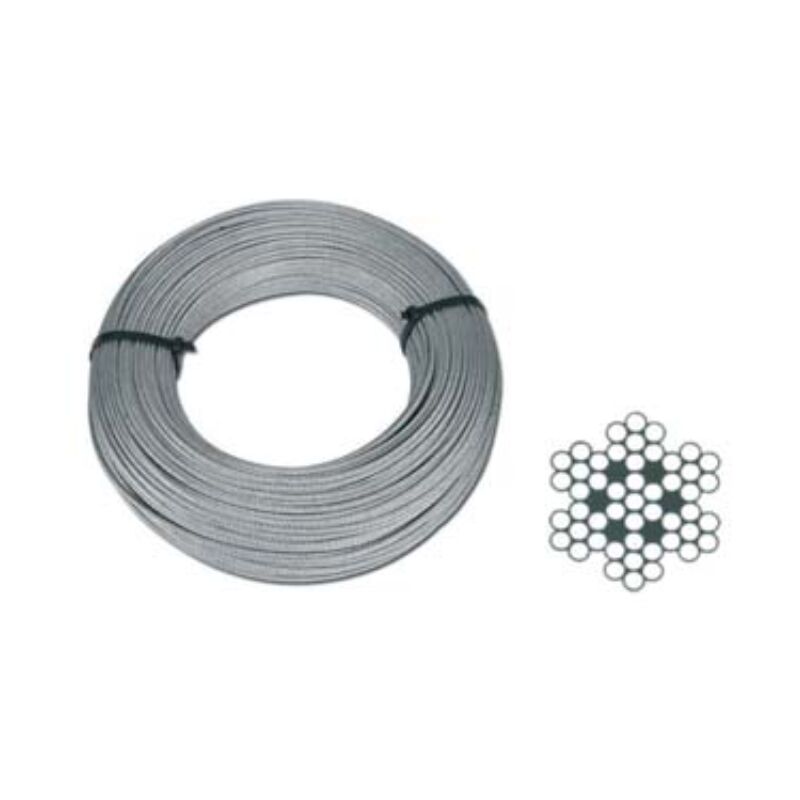 Cavo in acciaio inox AISI 316 a 49 fili 50 metri Diametro 2 mm