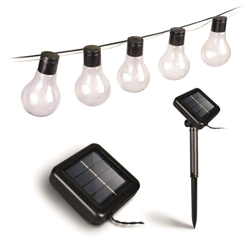 Catena luminosa solare crepuscolare 30 lampadine filo LED luce decorativa 2200K