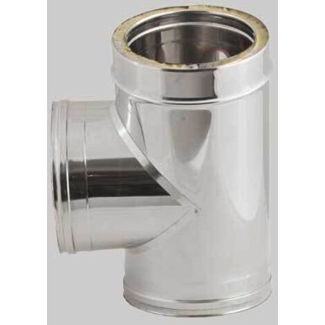Raccordo A T 90° Doppia Parete Per Canna Fumaria - Acciaio Inox Coibentato DN 80/130