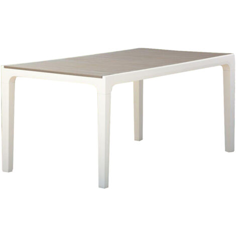 Tavolo da Giardino Harmony 160x90x74 cm in Resina Effetto Legno Colore Bianco Tortora Resistente ai Raggi UV Keter (1/4)