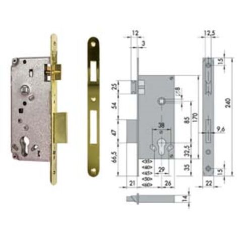 Serratura da infilare a cilindro 2 mand. bordo tondo 5c631 - mm.60 (5c631600) 1 pezzi Cisa