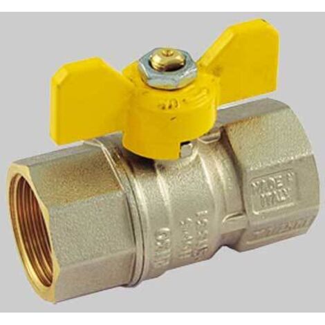 Valvola A Sfera Per Gas Metano 3/4 FF Retta – Maniglia A Farfalla In Alluminio Gialla - 2