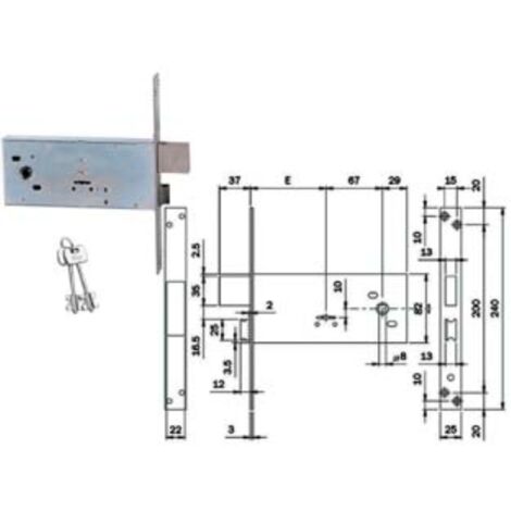 Serratura a incasso doppia mappa per porta garage o cantina