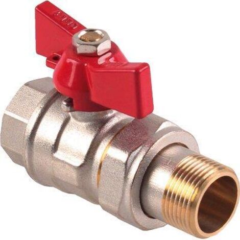 Valvola A Sfera MF 1″ Con Bocchettone E Leva Farfalla Rossa – 40 Bar / 580 Psi, Per Impianti Idraulici E Irrigazione