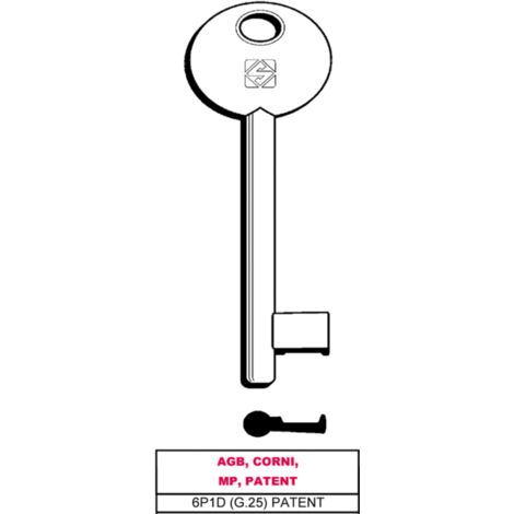 Silca chiave a mappa 6p1d (g.vaz 0) patent agb, corni, mp, patent (5 pezzi)  - Silca