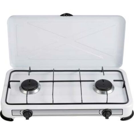 Fornello a gas acciaio inox 2 fuochi 68x49x21 cm Amitek - Arredo Piscopo