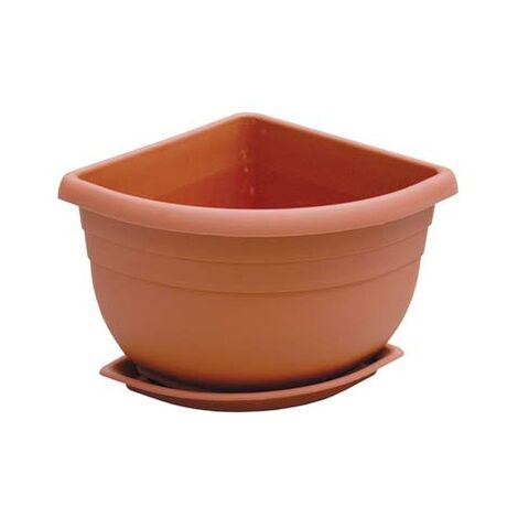 Kit Vaso + Sottovaso In Plastica NG NICCOLAI 38x38x38 Cm – Colore Terracotta, Made In Italy, Per Piante Grandi E Arredo Giardino
