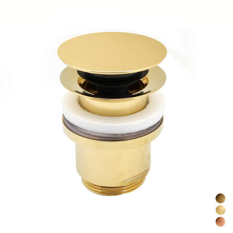 Piletta Lavabo Click Clack Oro - Scarico Pop-Up Senza Troppo Pieno Con Filtro - Foto 9