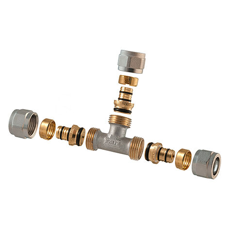 Raccordo a tee 2 pz assemblato a stringere p/multistrato 1 - 26 (2,00)TDMB (1/2)
