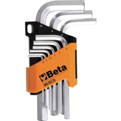 Serie di 6 chiavi a T esagonali Beta Tools 951/S6 con 3 estremità maschio  esagonali cromate