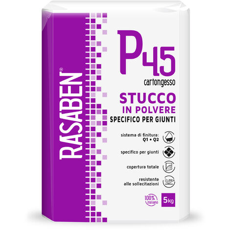 Rasaben stucco in polvere per cartongesso p45 rapido kg.5 (4 pezzi) 