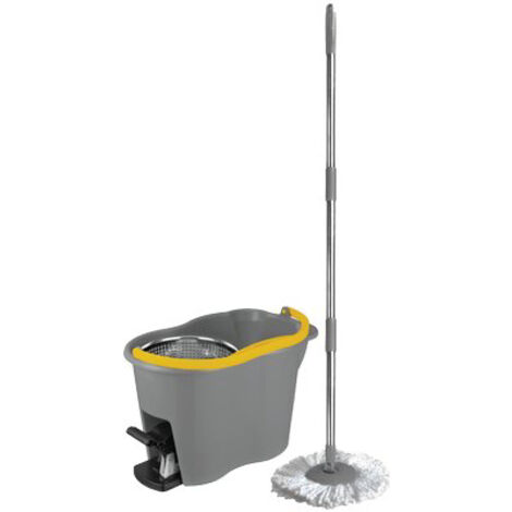 Vigor Kit Lavaggio Pavimenti: Secchio 14L Con Strizzatore, Frangia Sintetica E Manico Telescopico