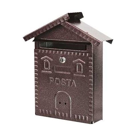 Cassetta Postale Relaxdays In Ferro - Nero, Dimensioni 41x37x16 Cm, Tetto Spiovente, Con Serratura