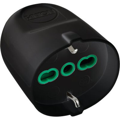 Presa Volante Fanton Schuko 2p+t 16a In Gomma Nera