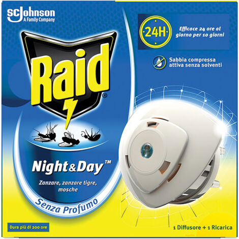 ANTIZANZARE ELETTRICO AD EMANAZIONE 'NOTTE/GIORNO' con 1 ricarica liquida  - RAID