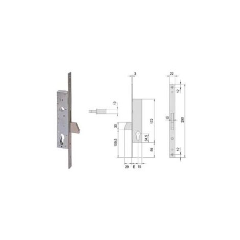 SERRATURA INFILARE PER MONTANTI SOLO CATENACCIO 46210- - mm.25 (46210250) - 1 pezzi CISA