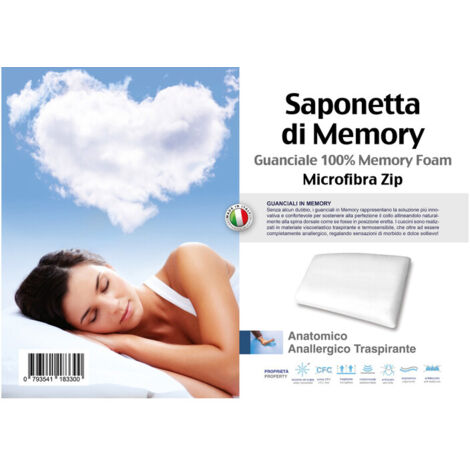 GUANCIALE MEMORY CUSCINO SAPONETTA 72x42 ALTEZZA DA 10-13-15 Cm FORATO TRASPIRA - Foto 8