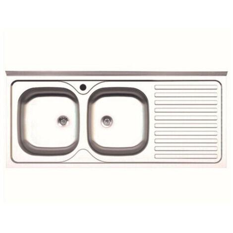 LAVELLO APPOGGIO INOX 2 VASCHE SX + GOCCIOLATOIO DX 120 CM- 1,0 pz