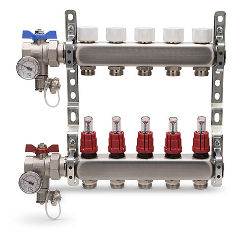 COLLETTORE DI DISTRIBUZIONE IN ACCIAIO INOX COMPLETO ATON- 9 vie  1 x 3/4- ATON- pezzi 1