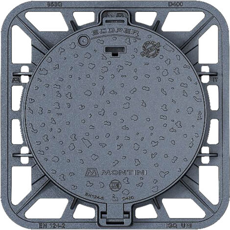 CHIUSINO IN GHISA CLASSE D400 ECOPER Q - 85 x 85 - botola 65 cm / Kg 60,5  - MONTINI