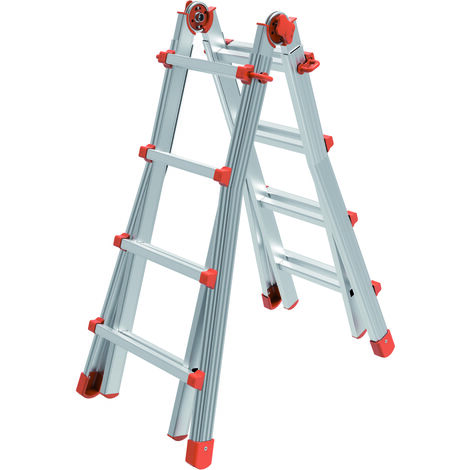 Marchetti SCALA TELESCOPICA IN ALLUMINIO SQUADRA PIU' Gradini NÂ°5+5 H max cm. 520