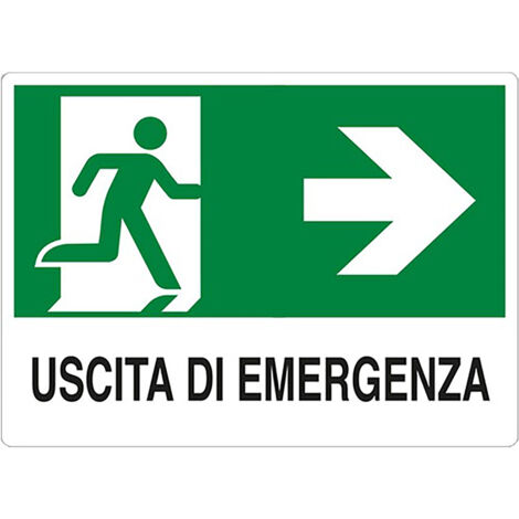 CARTELLO SEGNALETICA USCITA EMERGENZA A DESTRA  - EUROSIGNALS