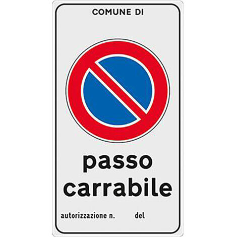 CARTELLO IN PLASTICA PASSO CARRABILE 300X200MM Pubblicentro