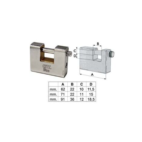 LUCCHETTO CORAZZATO A UNA BOCCA ADITUS CITY P749  mm.60 KA (P74960227.K1)    ISEO