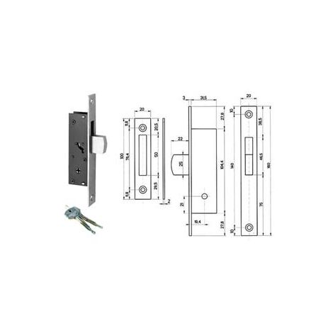 SERRATURA DA INFILARE PER MONTANTI CON CATENACCIO BASCULANTE 303  mm.19,4 (3031420)    ISEO