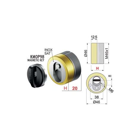 DEFENDER MAGNETICO MAG MONOLITO ANTIACIDO MR460 OTTONATO LUCIDO ø mm.46x20h. compatibile con serrature Cipierre DISEC