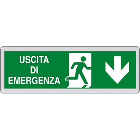 ETICHETTA SEGNALETICA USCITA EMERGENZA IN BASSO  - EUROSIGNALS (1/2)